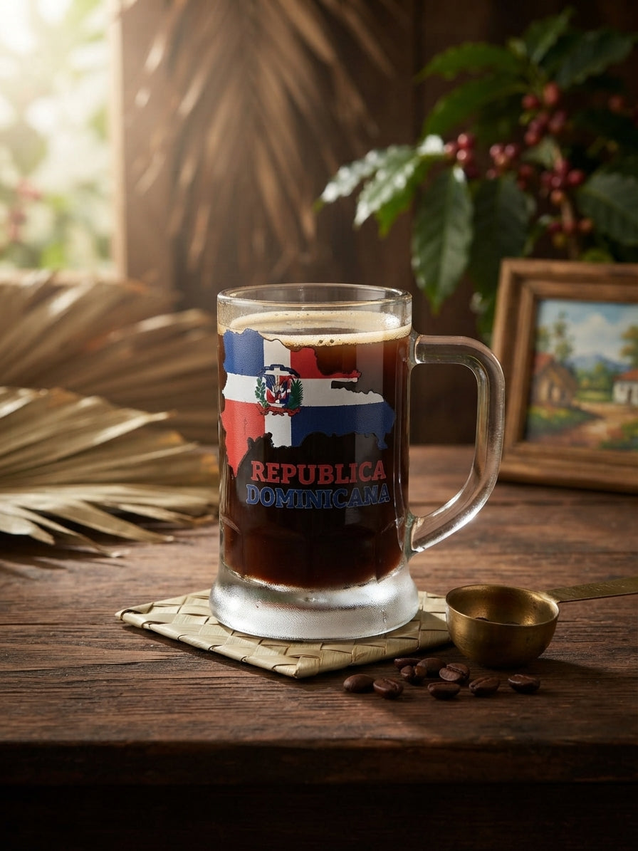 "República Dominicana" Map Clear Glass Mini Mug (Espresso / Shot Size)
