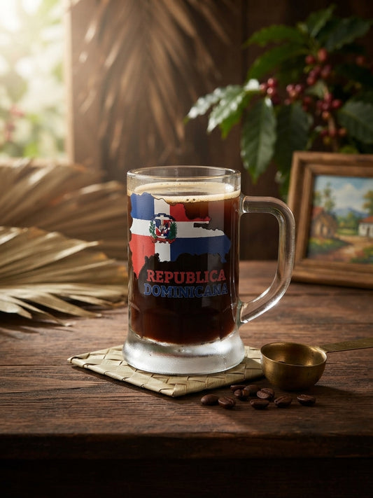 "República Dominicana" Map Clear Glass Mini Mug (Espresso / Shot Size)