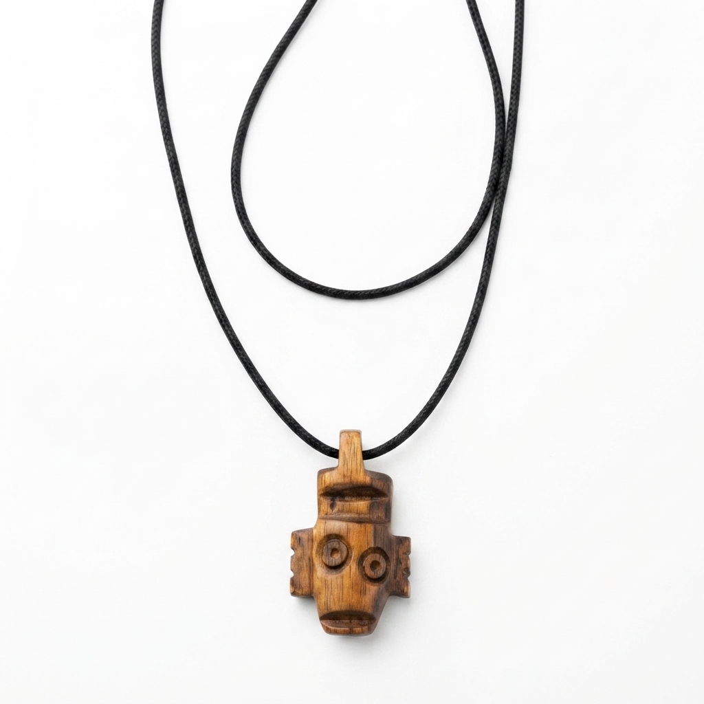 Dominican Guayacán Wood Taíno Cemi Pendant Necklace