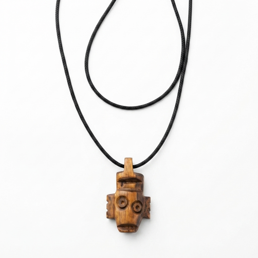 Dominican Guayacán Wood Taíno Cemi Pendant Necklace