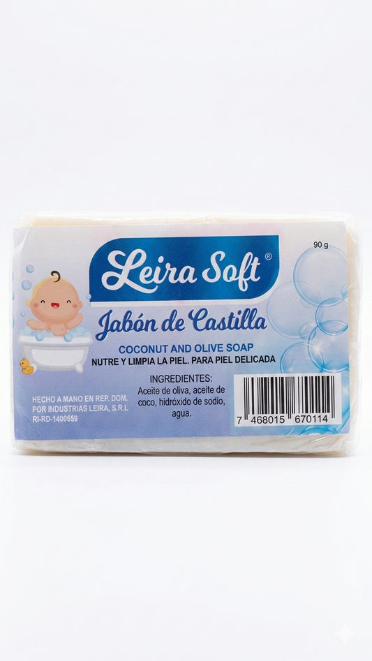 Jabón de Castilla Leira Jabón de Castilla Suave 90 g (3,17 oz) Jabón hipoalergénico para piel sensible del bebé 