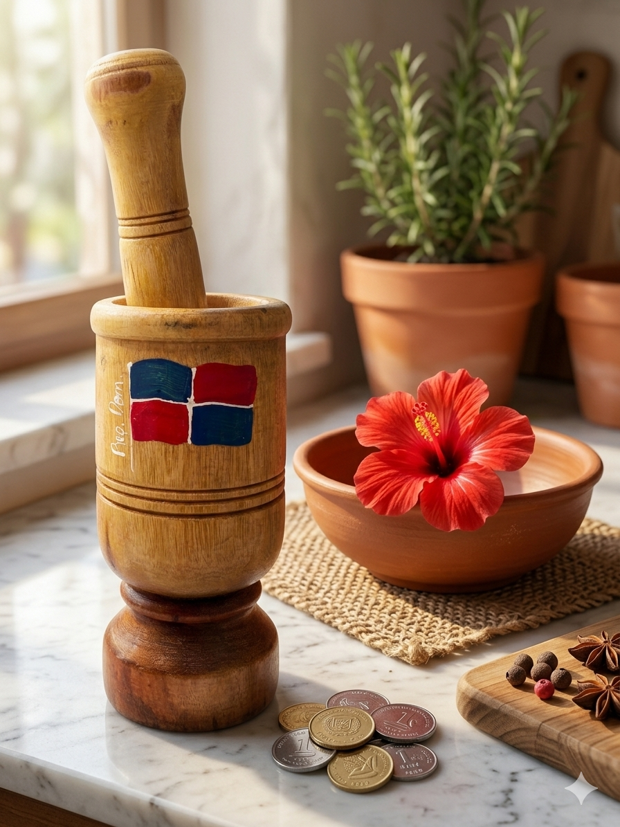 Artisanal Wooden Mortar - Dominican Heritage