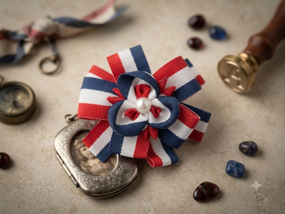 "Patriotic Bloom" Handcrafted Bow