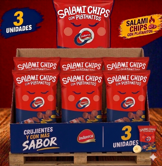 Salami Chips con Platanitos Induveca (3-Pack)