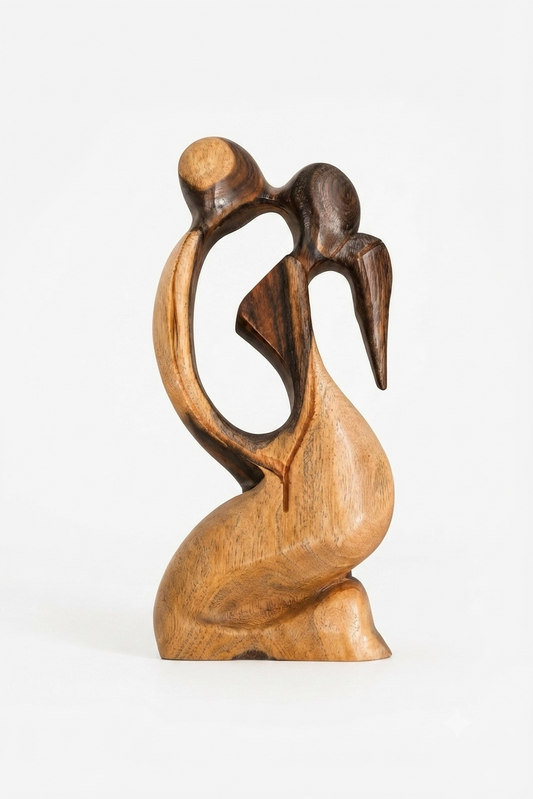 Artisanal Intertwined Figures Figurine in Guayacán Wood (Made in RD)