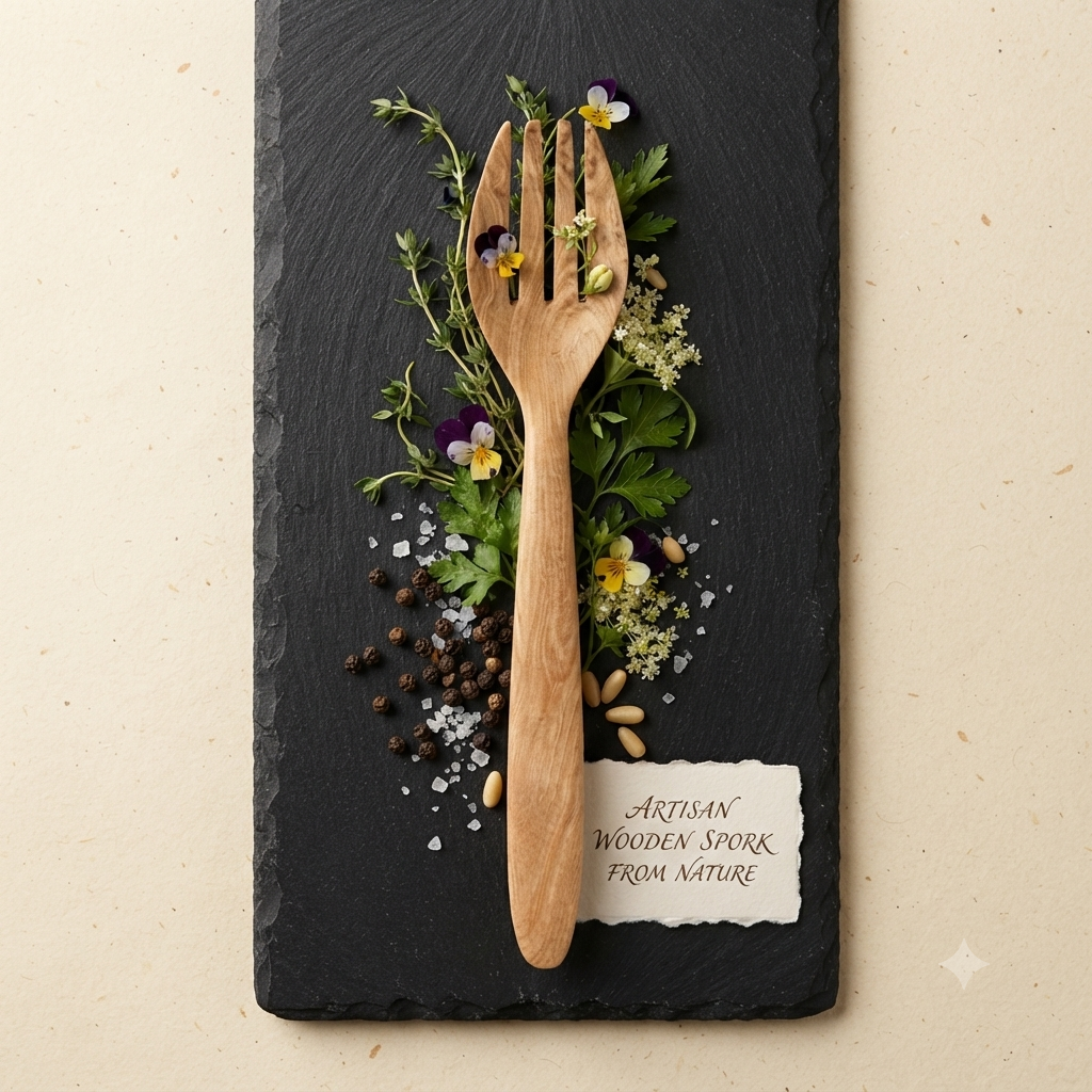 Dominican Guayacán Wood Wide Serving Fork