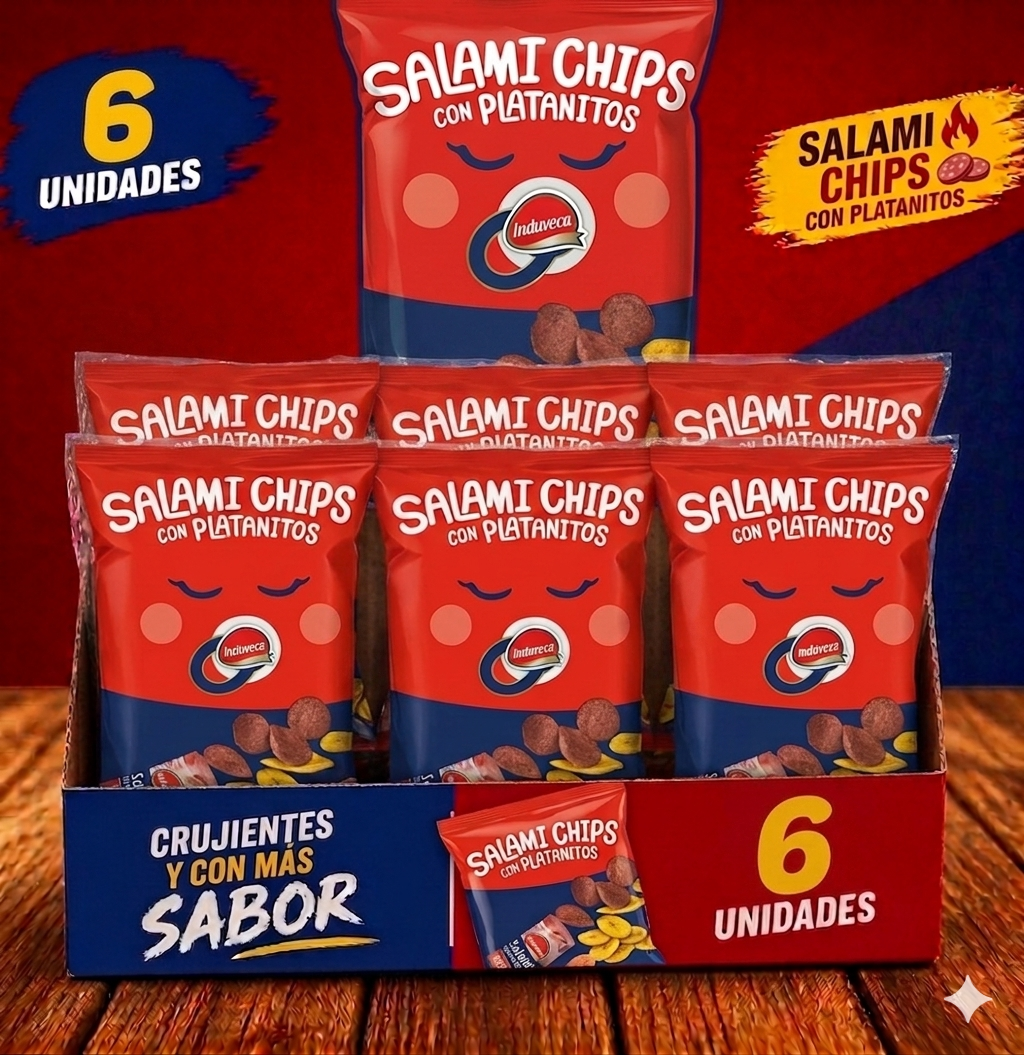 Salami Chips con Platanitos Induveca (6-Pack)
