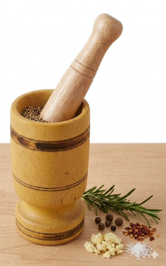 Artisanal Wooden Mortar & Pestle Set - Traditional Heritage