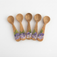 Handcrafted Set of 5 Hand-Painted Purple Violet Motif Guayacán Wood Spoons