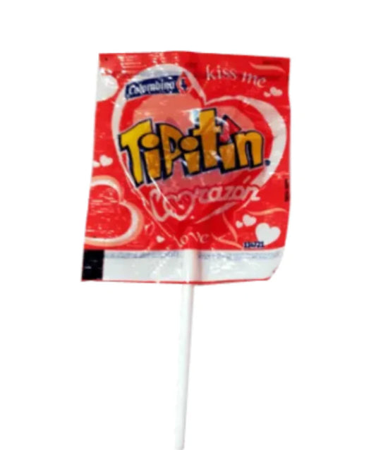 Tipitín Cherry Flavored Heart Shaped Candy Lollipops 25 Units