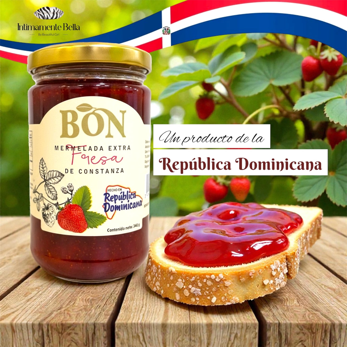 🍓 Bon Mermelada de Fresa – Authentic Dominican Strawberry Jam - 340g