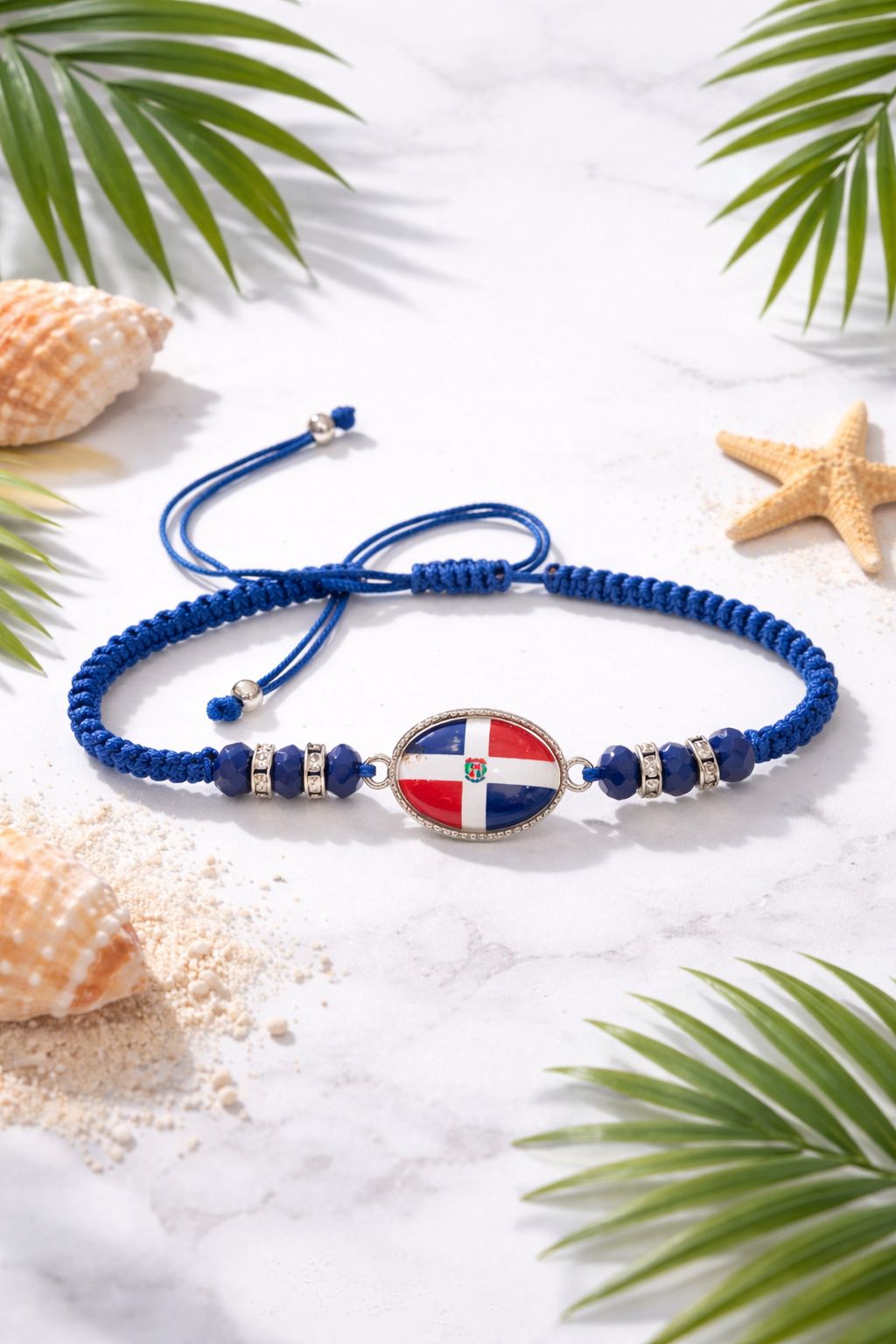 Dominican Pride" Bracelet Set – Crystals & Braided Cord 🇩🇴✨