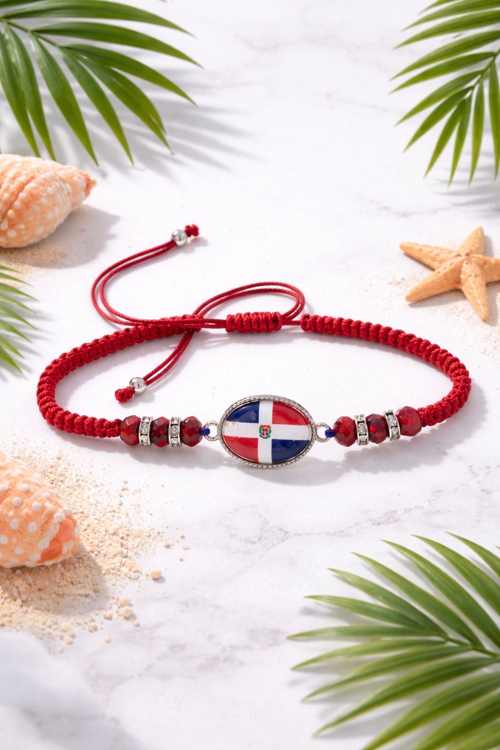 Dominican Pride" Bracelet Set – Crystals & Braided Cord 🇩🇴✨