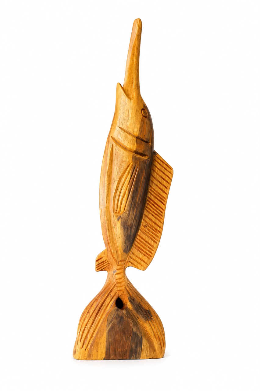 Decorative Swordfish Figurine in Guayacán Wood (Made in RD)