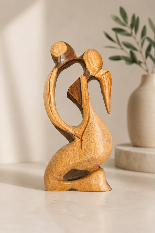 Artisanal Abstract Family Figurine in Guayacán Wood (Made in RD)