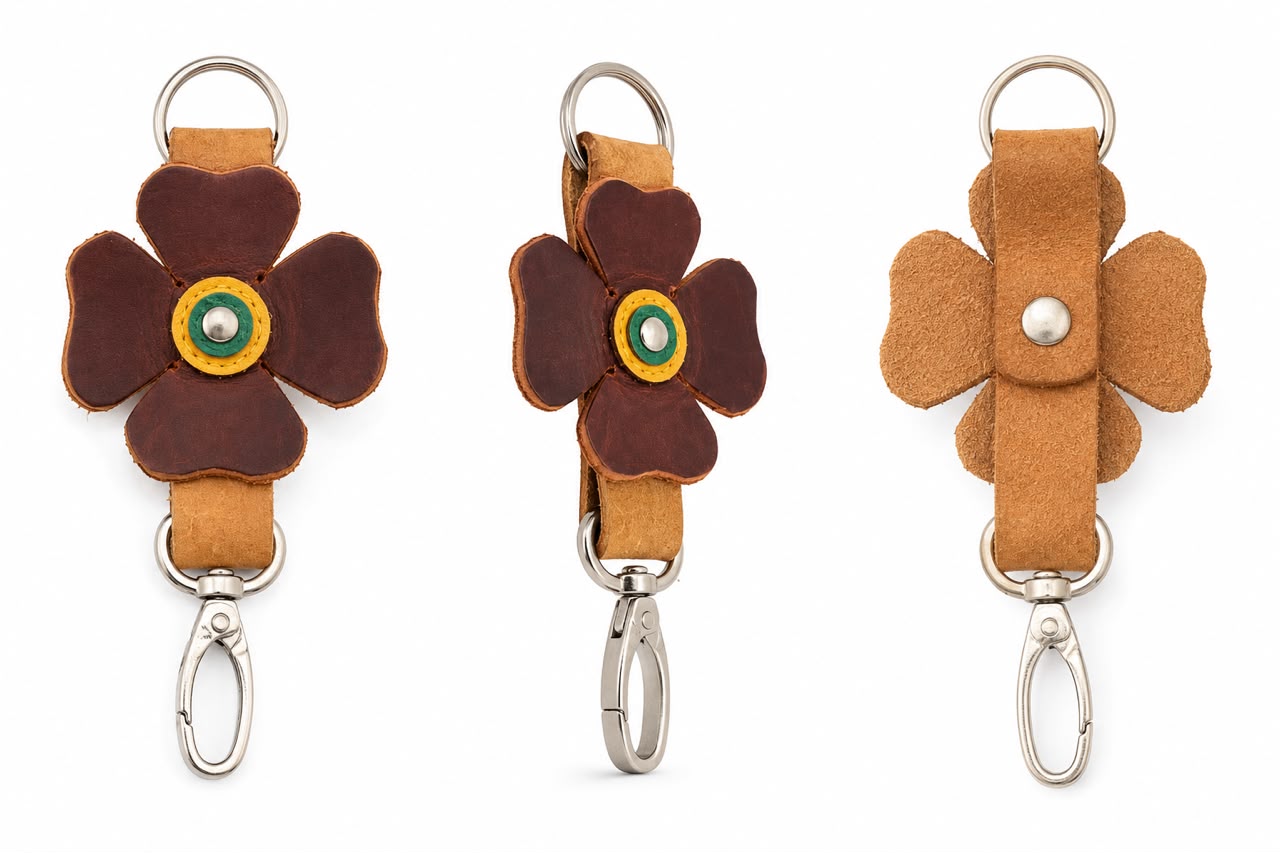 Artisanal Leather Flower Keychain (Made in RD)