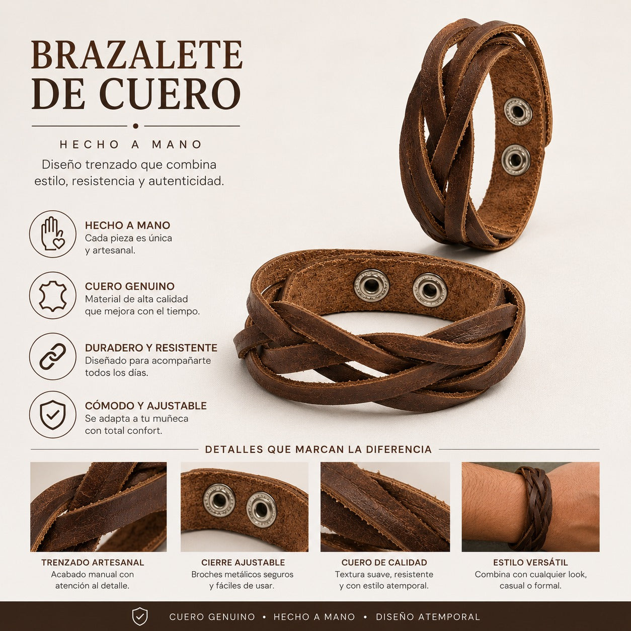 Handmade Braided Leather Bracelet