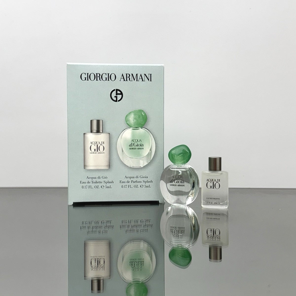 Giorgio Armani 2-Piece Mini Fragrance Set – Acqua Di Gioia EDP for Women (5ml) + Acqua Di Giò EDT for Men (5ml)