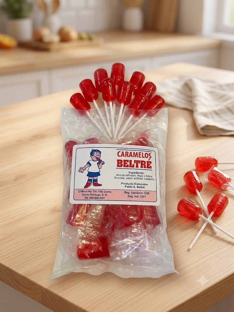 Caram's Belty Strawberry Lollipops