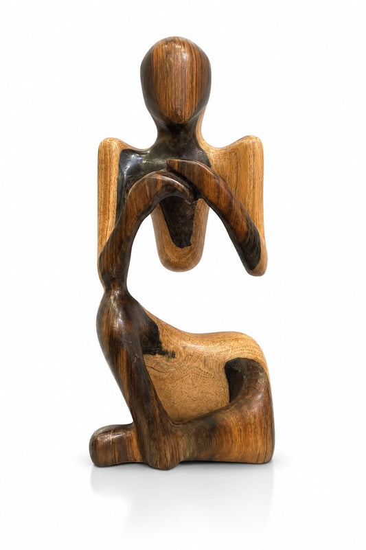 Artisanal Contemplative Form Figurine in Guayacán Wood (Made in RD)