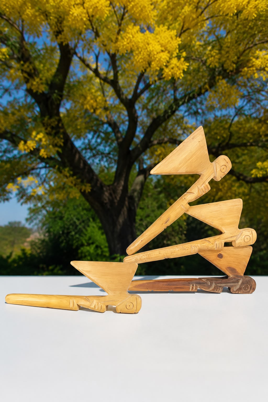 Handcrafted Guayacán Wood Taino Ceremonial Axe Figurine