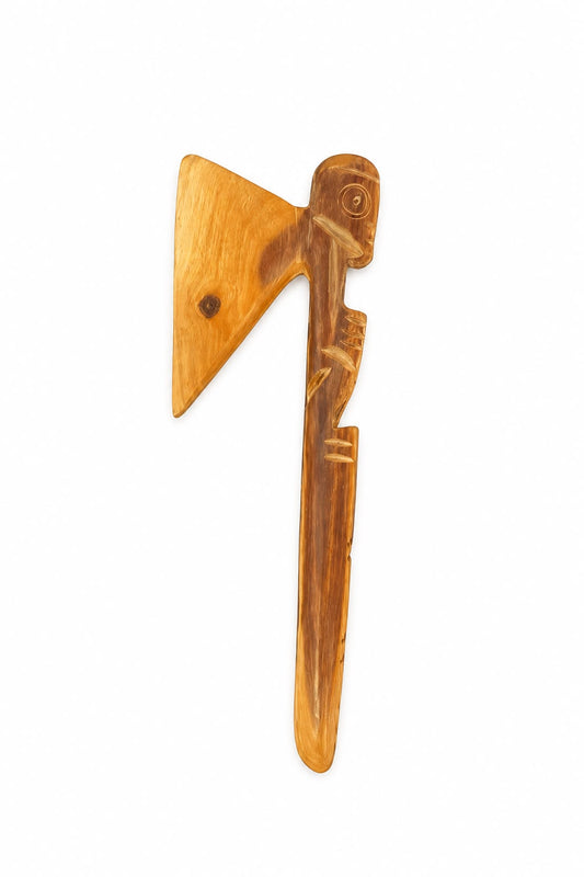 Handcrafted Guayacán Wood Taino Ceremonial Axe Figurine