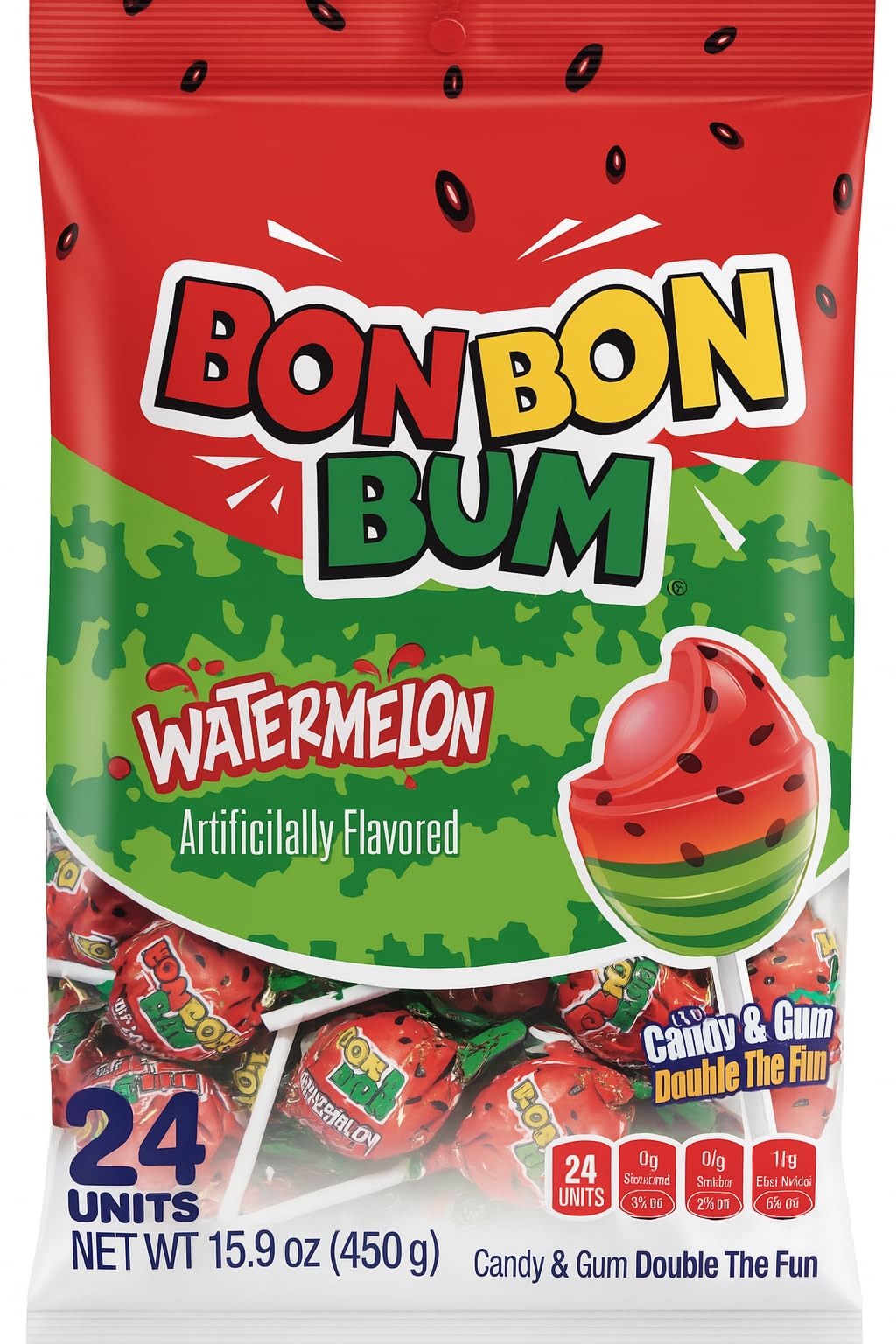 Bon Bon Bum Watermelon Lollipops (24-Piece Bag)