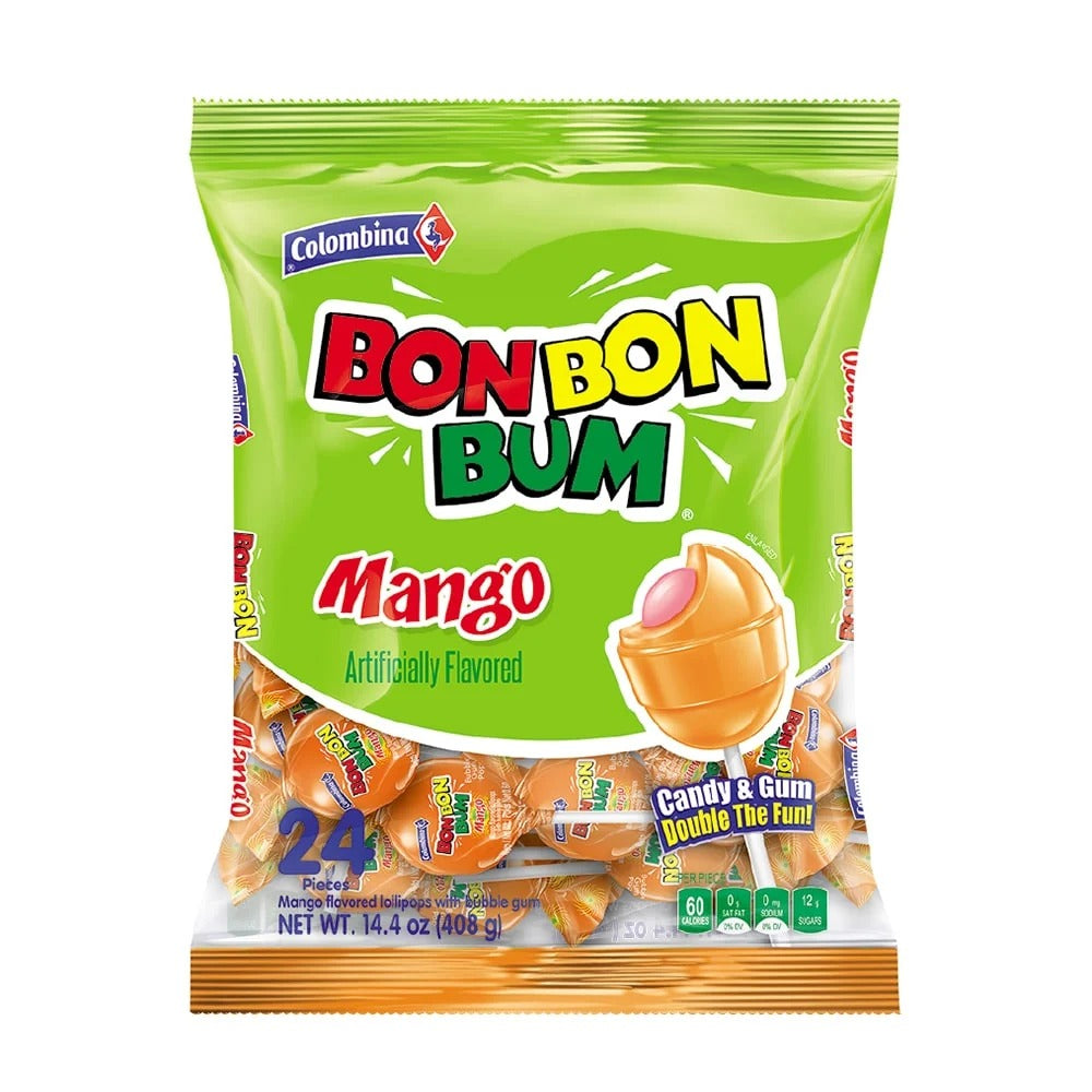 Bon Bon Bum Mango Flavor Lollipops (24-Piece Bag)