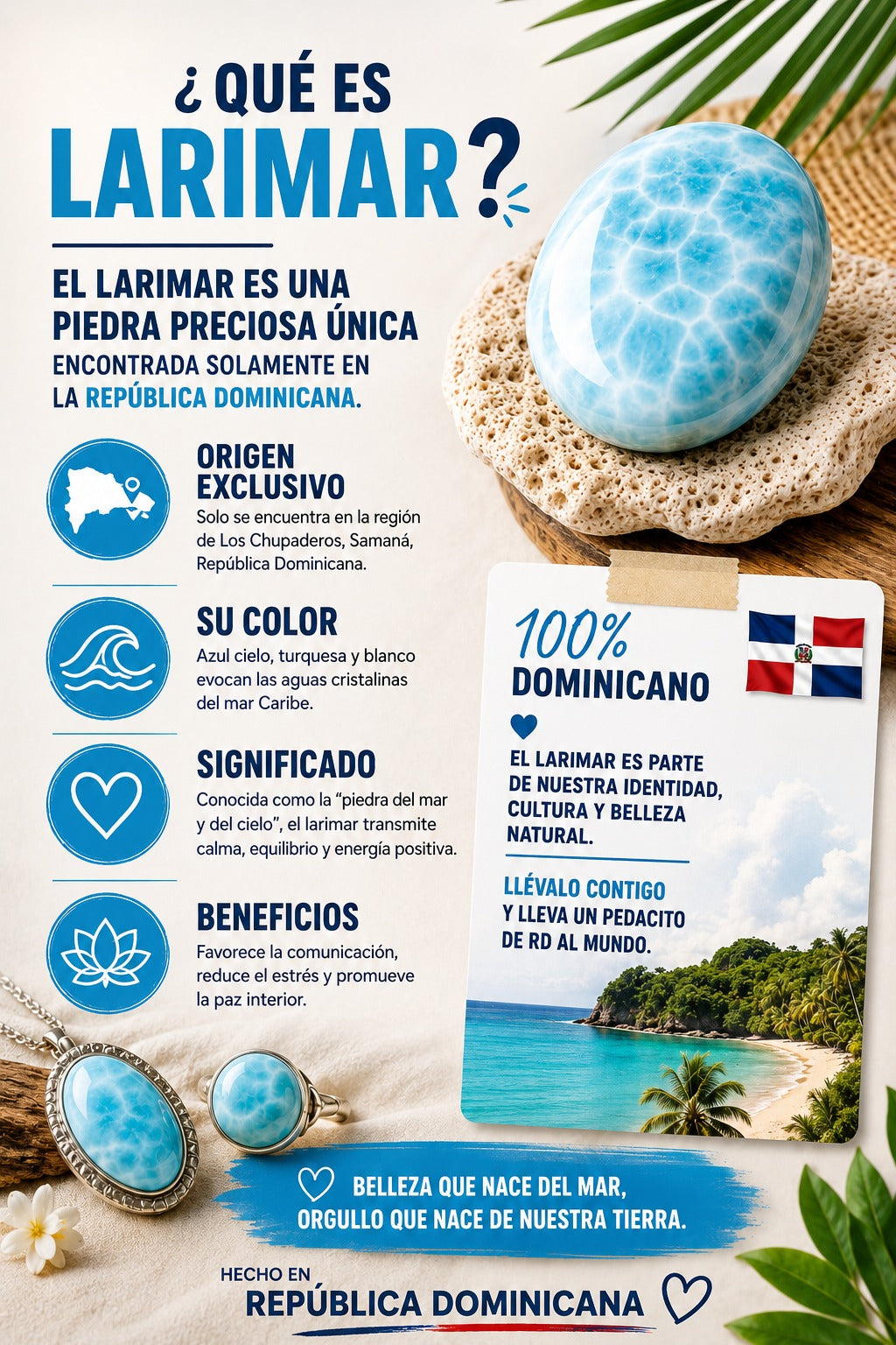 Dominican Guayacán Wood & Larimar Statement Ring