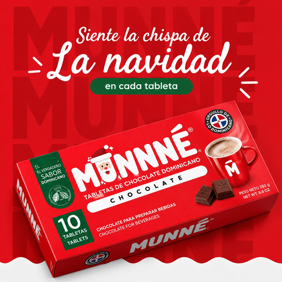 Munné Dominican Chocolate – 10 Chocolate Tablets, 260g