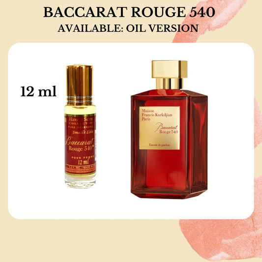 Baccarat Rouge 540 Roll-On Oil Perfume For Women 12ml Pure Fragrance Oil