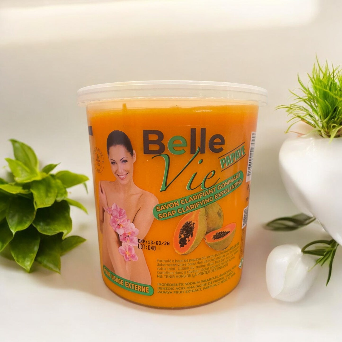 Wholesale Belle Vie Papaya Clarifying Exfoliating Soap Cup 670g Pack of 6