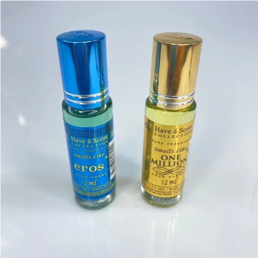 One Million and Eros Roll-On Oil Perfume For Men 12ml Pure Fragrance Oil (THE MILLIONAIRE COMBO)